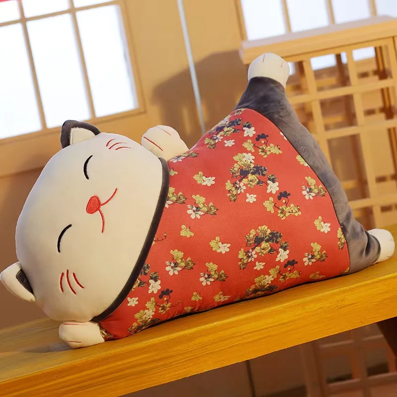 Cute Kawaii Fortune Cat Throw Pillow Blanket Dual Use Sofa Backrest Throw Pillow Office Car Seat Waist Protector Cushion Pillow 4