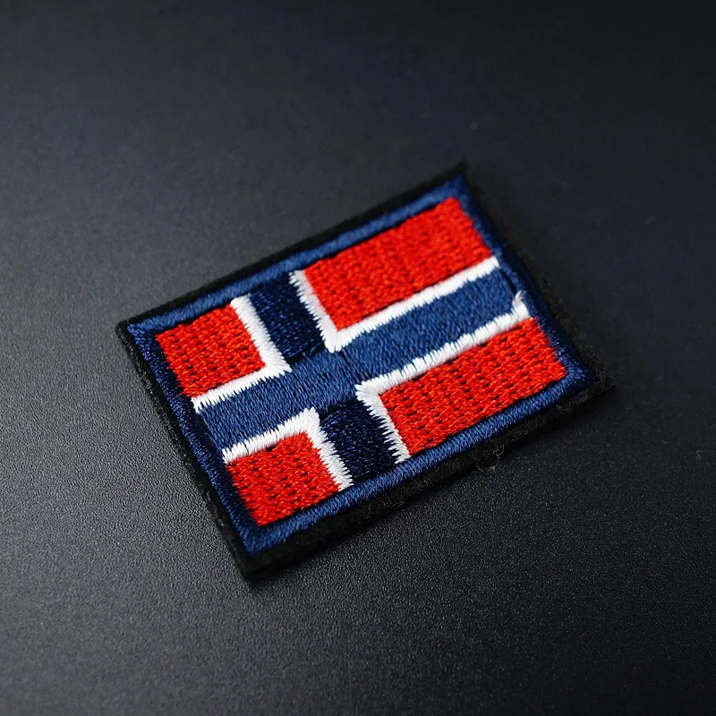 Toppa Ricamata Bandiera Norvegese Con Scritta Norway - 7x4,8 Cm, Da Cucire O Stirare Su Abiti E Borse