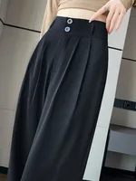 Elegant Wide Leg Pants Women Korean Style High Waist Black Baggy Pants Office Ladies Fashion Loose Suit Trousers Streetwear