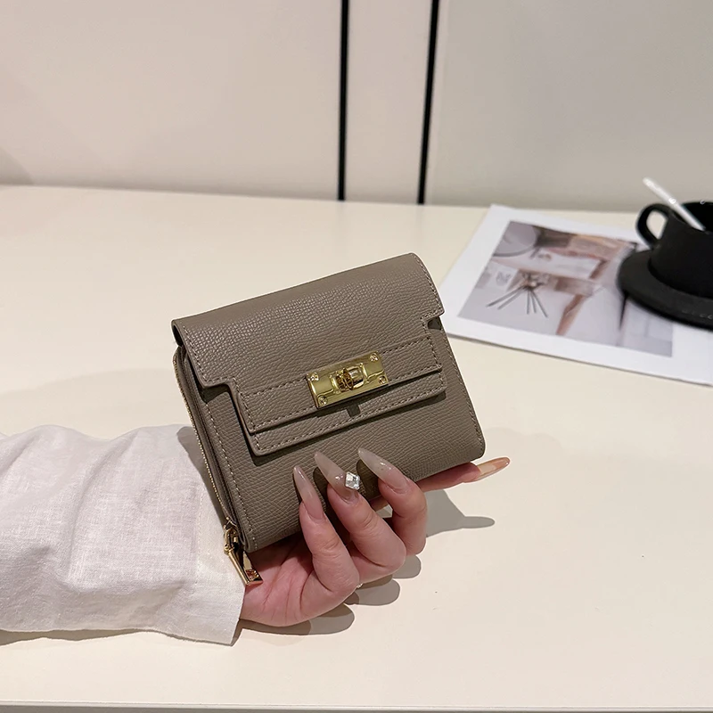 Portafoglio retrò da donna di grande capacità con posizione multi carta Commercio estero Borsa portatile multifunzionale a tre pieghe Billetera - immagine 3