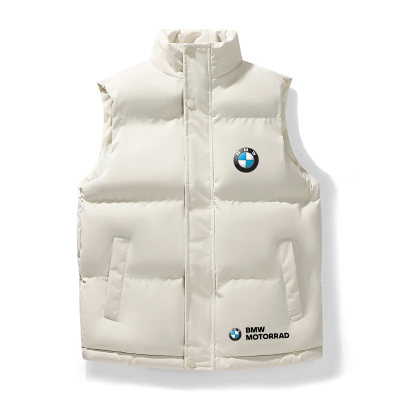 BMW، سترة ركوب الدراجات للرجال، سترة دافئة بدون أكمام، معطف شتوي مقاوم للماء بسحاب، سترة كاجوال للخريف برقبة عالية، ملابس ماركة