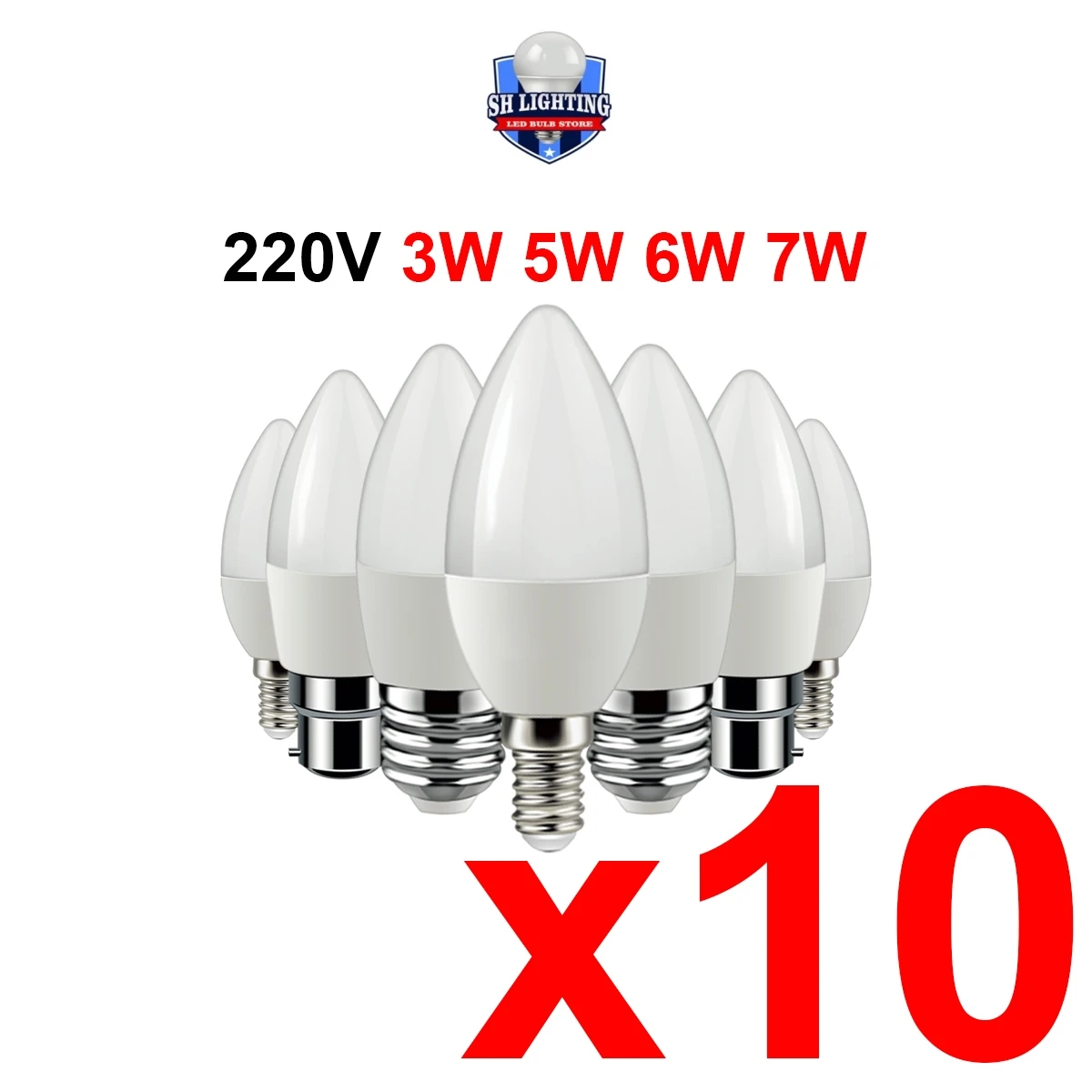 10PCS/LOT LED candle lamp C37 AC220V-240V 3W-7W E27 B22 E14 Super bright no flicker for crystal down lamp kitchen bathroom