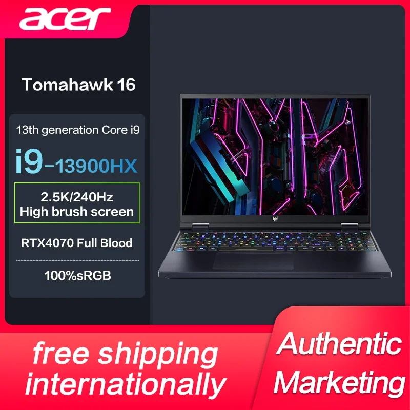 

New Genuine Acer Marauders16 Gaming Laptop Intel i9-13900HX RTX4070 E-Sports 16-inch 2.5K 165Hz IPS Screen Game Notebook