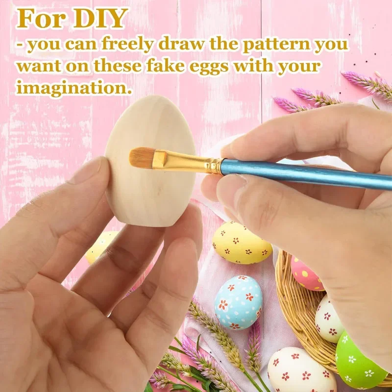 12/24pcs 미완성 된 나무 계란, DIY 공예, 부활절 장식, 그림, 염색, 베이비 샤워를위한 부드러운 단단한 나무 가짜 계란