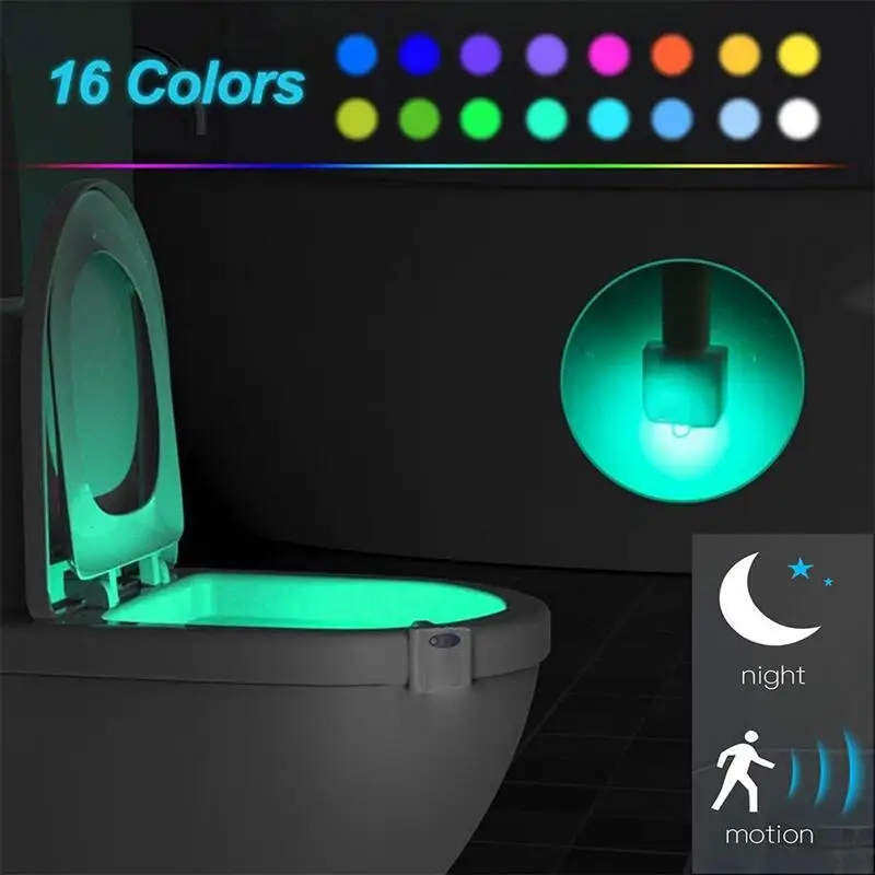 16Colors Smart PIR Motion Sensor Toilet Seat Night Light Waterproof Backlight For Toilet Bowl LED Luminaria Lamp WC Toilet Light dinosaur lamp