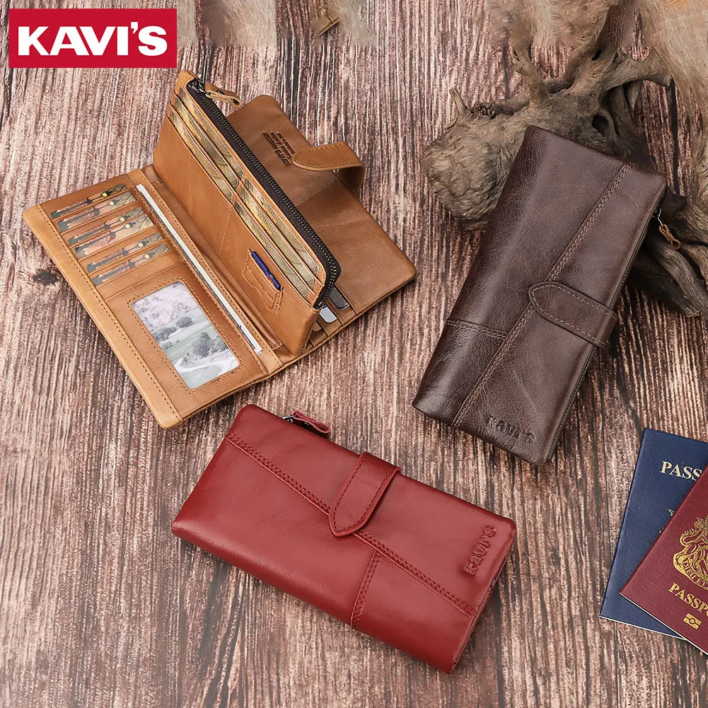 Women Wallet Fashion Women's Wallet Genuine Leather Long Cell Phone Handbag RFID Large Capacity Coin Purse Card Holders Clutch Bag