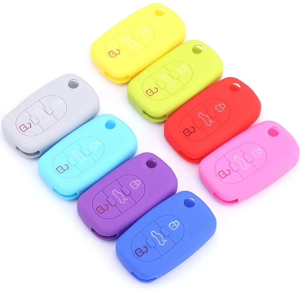 Silicone Car Key Cover Case Auto Flip Remote Key Protector Skin Holder for Audi A2 A3 A4 A6 A8 TT Allroad Cabriolet Roadster key case key case cover car key shell remote control case cover flip key fob shell