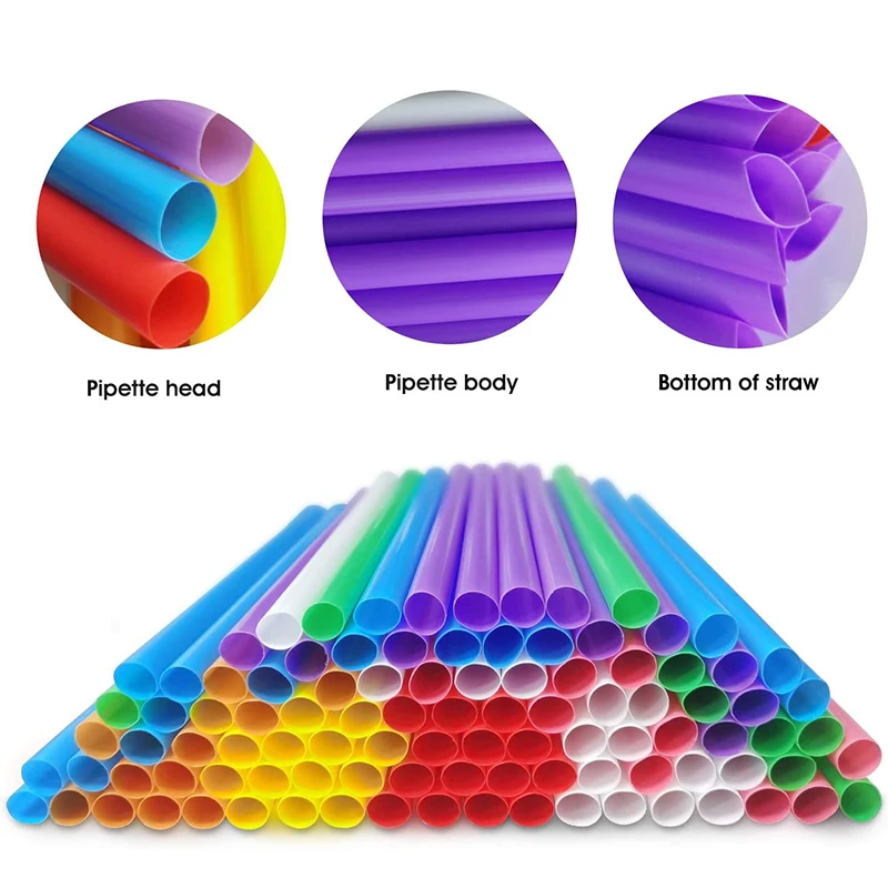 Description Picture 6 of itemDisposable Plastic Straws Milkshake Boba Bubble Tea Drinking Straw Extra Wide Individually Packed Kitchen Bar Accessories