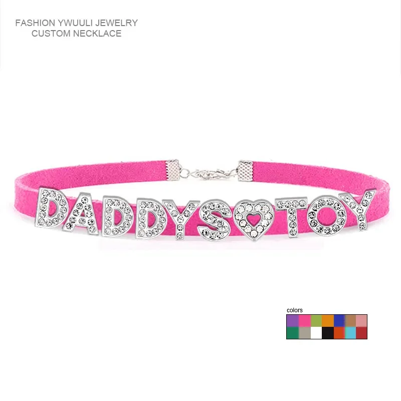 Fashion Rhinestone Letter DADDYS TOY Choker Necklace for Women