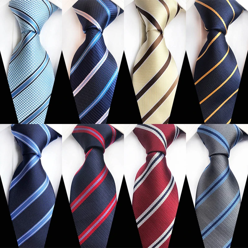 Luxus 8CM Herren Krawatte Streifen Gestreifte Krawatte Für Mann Bräutigam Jacquard Gewebte Krawatte Für Business Hochzeit Party
