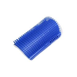 Ultimate Cat Grooming Station: Scratcher & Massager with Hair Removal Brush (Blue)