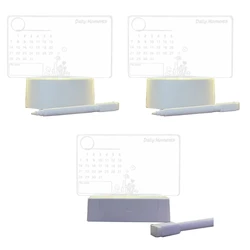 Clear Acrylic Desk Calendar with LED Light Erasable Marker for Desk Memo Board