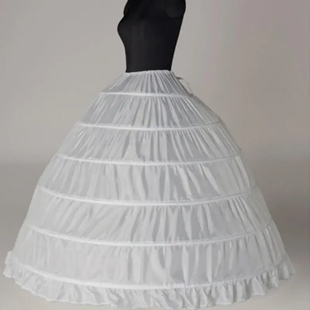 Wedding Petticoat 6 Hoop Crinoline Black White Long Wedding Petticoat Ball Gown Dress Underskirt Skirt Half Slips Wedding Accessories petticoat skirt petticoat underskirt wedding underskirt wedding petticoat