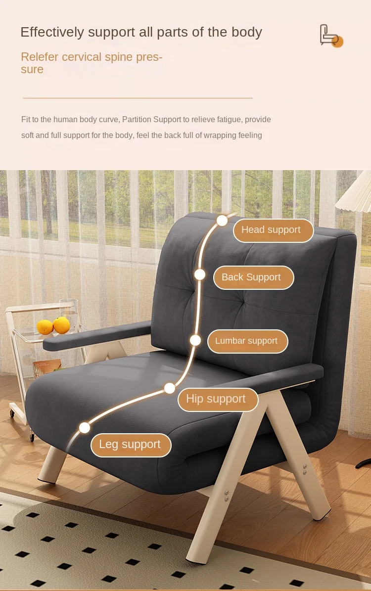 Description Picture 5 of itemX&D Single Folding Sofa Office Portable Small Unit Napping Sofa Napping Single Bed Sitting Sleeping Dual Purpose Chair Lazy Sofa