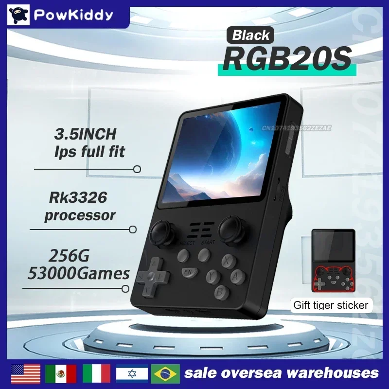 256G Powkiddy Rgb20S Console Per Schermo Ips Da 3.5 Pollici Gioco Portatile 53000 + Giochi Integrati Rk3326 Processore Sistema Open Source