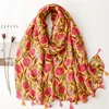 Fashion Women Spring Autumn Viscose Scarf Shawl Small Cherry Floral Tassel Pashmina Stole Wrap Echarpe Foulard Muslim Hijab Caps 4