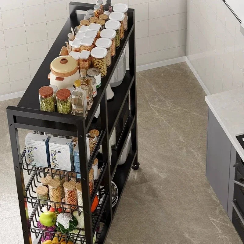 Kitchen Vegetable Basket Trolley Multifunctional Rolling Storage Cart for Fruit Microwave Oven Kitchen Organizer