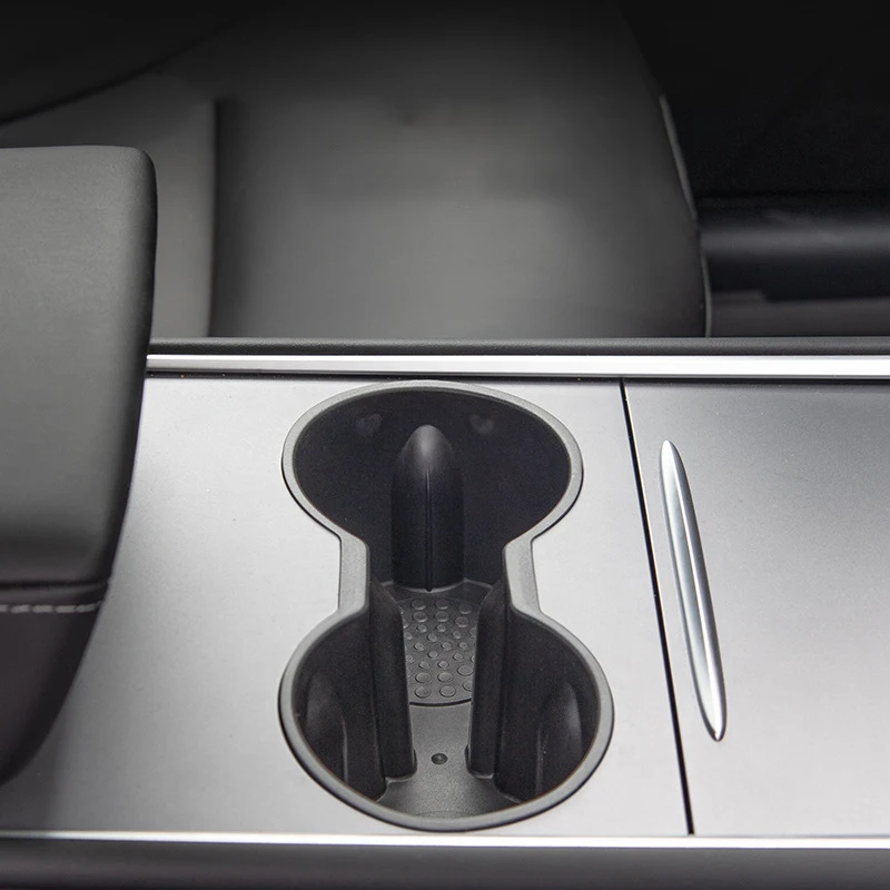 

Car Water Cup Holder Insert For Tesla Model 3 Y 2021 2022 Center Accessories Silicone Skid Proof Coasters Double Hole Holder