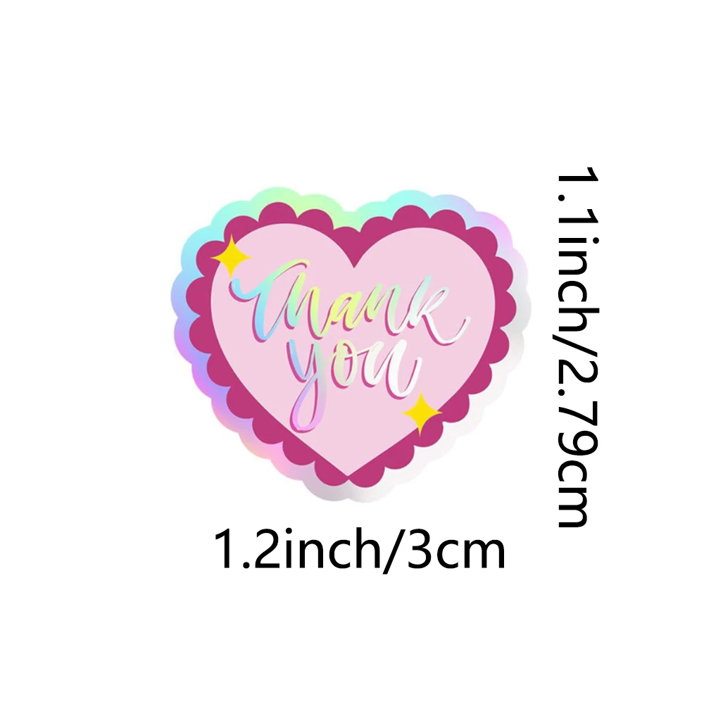 100-500pcs 하트 모양의 감사 스티커 생일 웨딩 파티 선물 포장 라벨 스크랩북 편지지 스티커