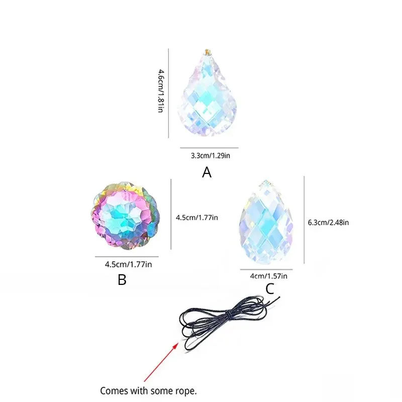1 Pc With Rope Colorful Crystal Glass Prism Ball Suncatcher Pendant Home Garden Craft Decoration Valentine's Day Mother's Gift sun catcher sun catchers crystal pendant