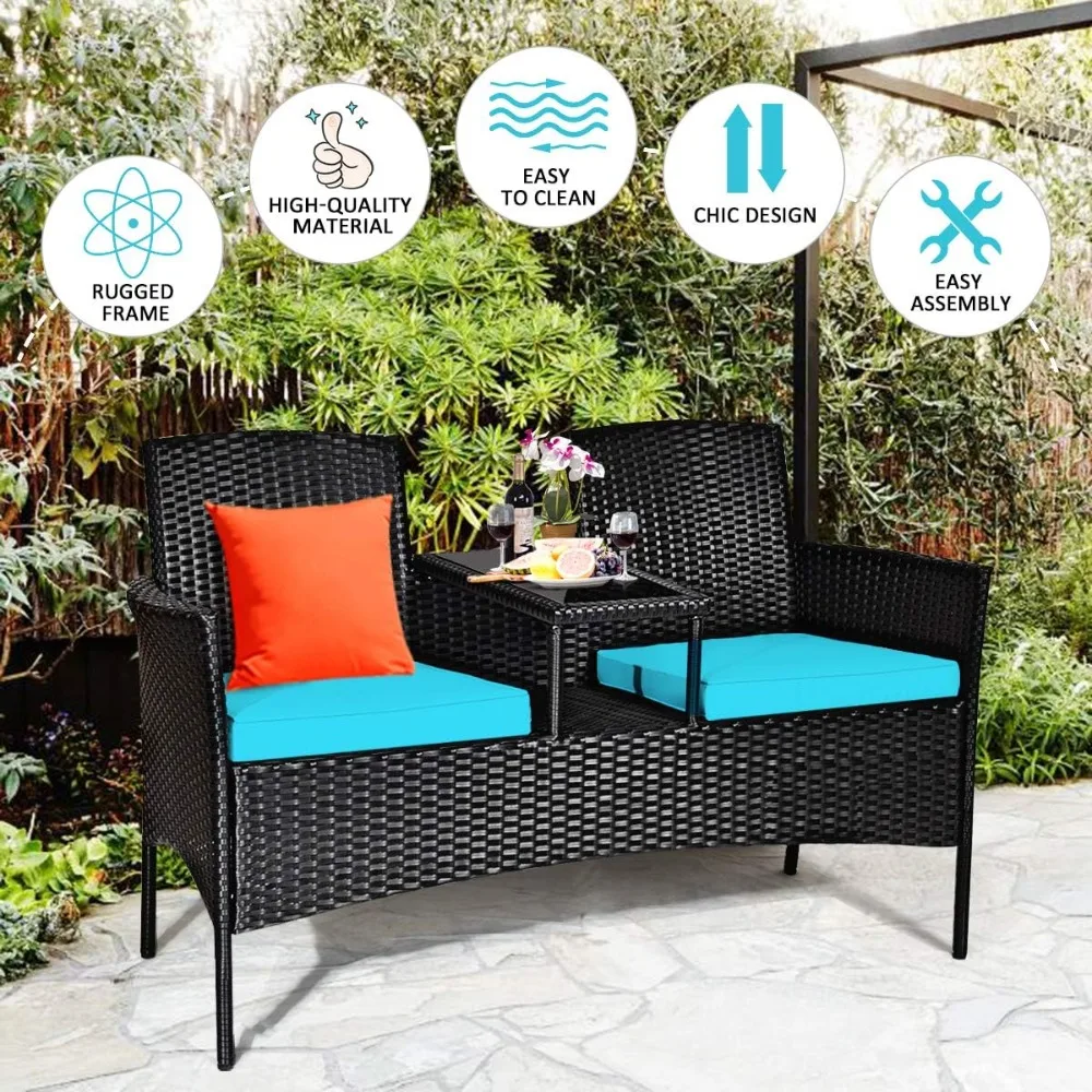 3-Piece Rattan Garden Table Set 4