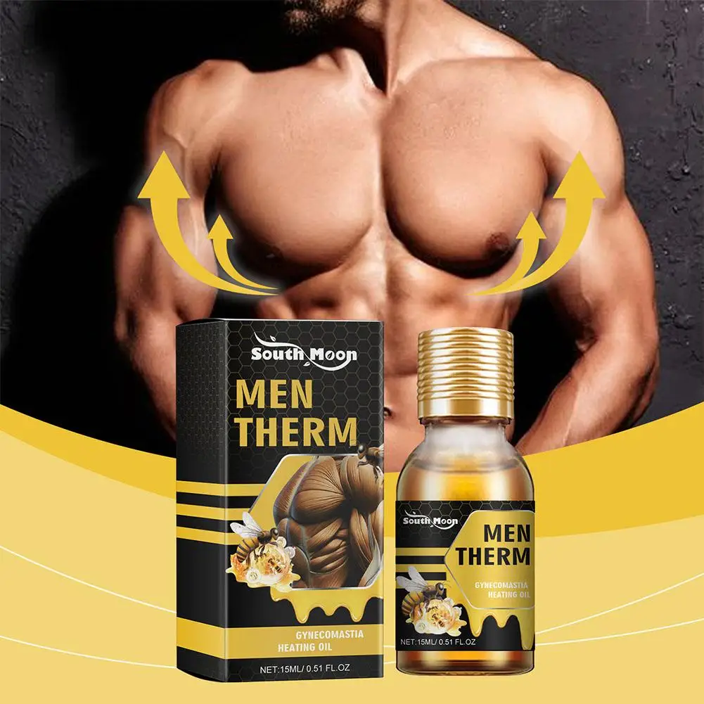 15ml Men Bee Gynecomastia Heating Oil Breast Shaping Breast Massage Serum Tighten Oil Skin Care