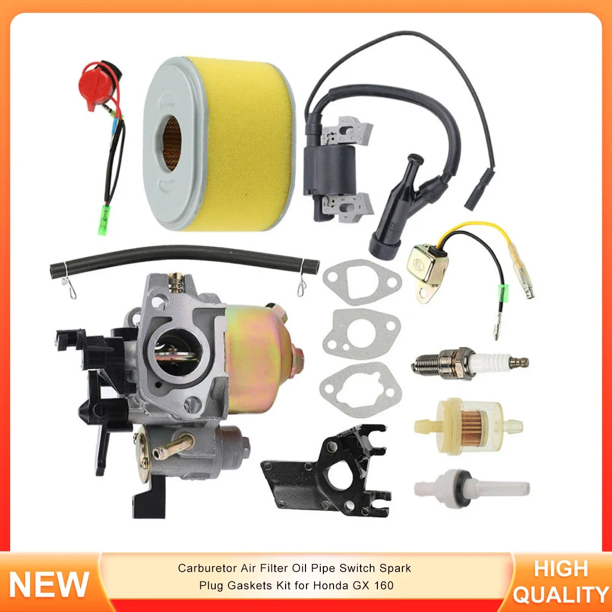 Kit Guarnizioni Candela Interruttore Tubo Olio Filtro Aria Carburatore Per Honda Gx 160