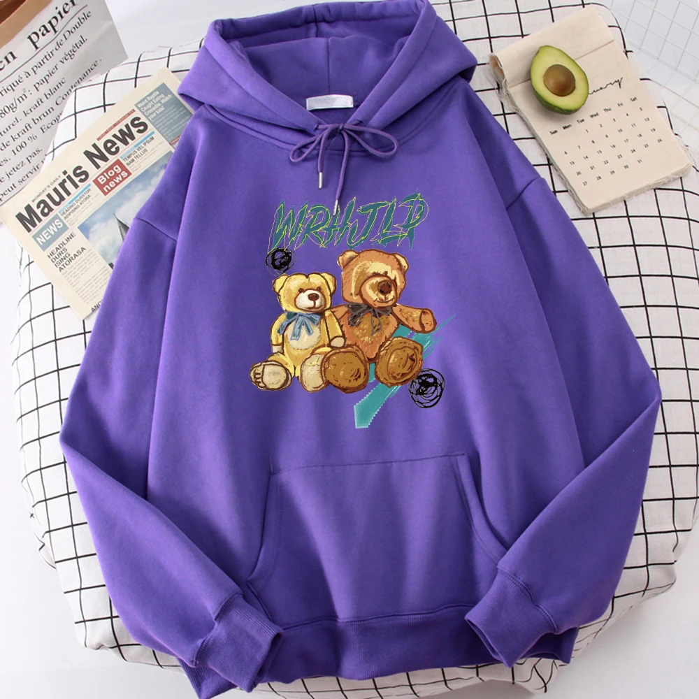 

Two Kawaii Stuffed Bears Print Hoodies For Men Classical Warm Sweatshirt Hip Hop Fleece Sportswears Gorgeous Fashionhoodie Male