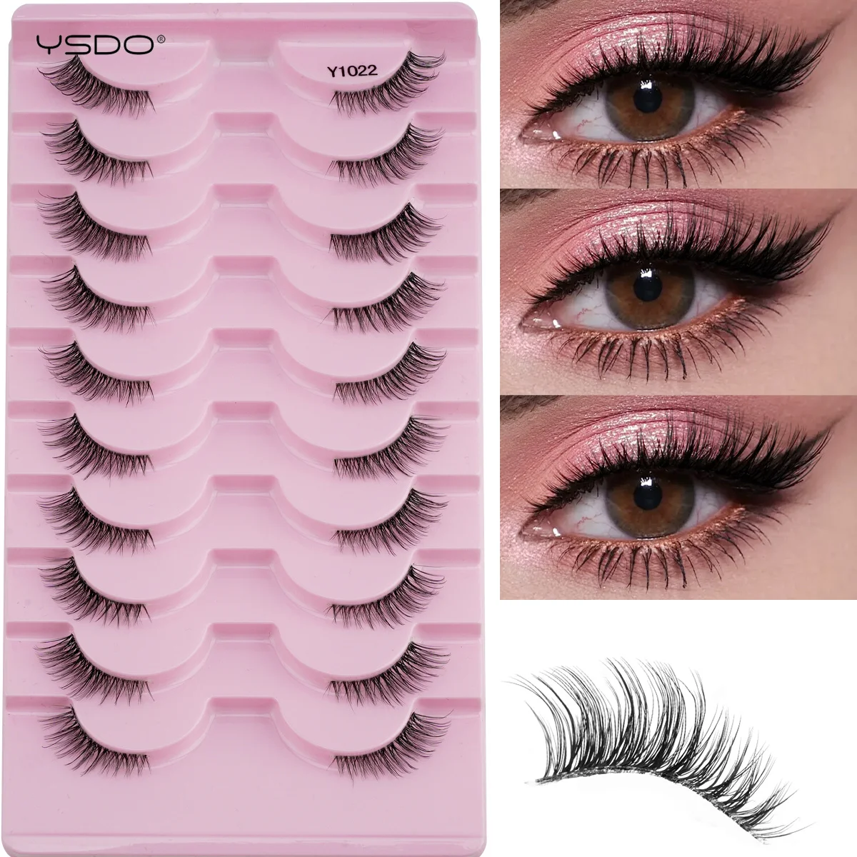 Natural Cat Eye Lashes Soft Wispy Clear Band