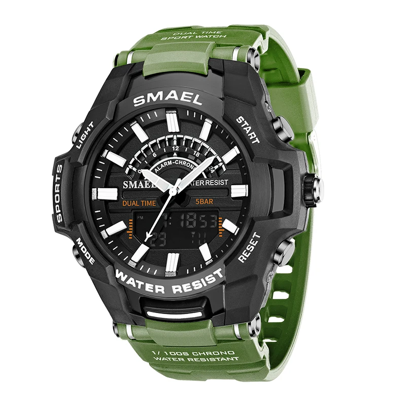 New Men's Military Young Students Waterproof Sports Digital LED Double Display Quartz  Large Watch