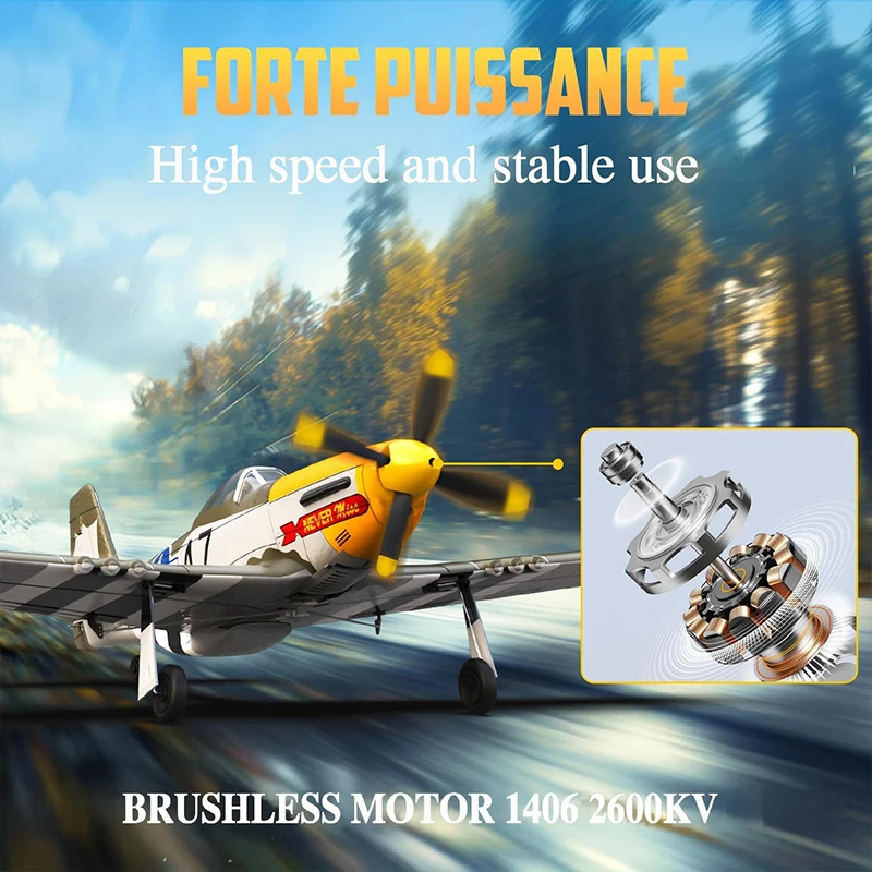 RC Plane 5CH 3D/6G Fixed-wing 2.4GHz P51D Mustang RTF for Adults Beginners Removable Brushless Fighter