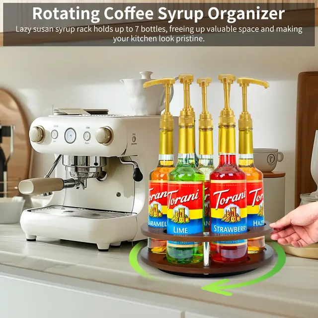 750ml Syrup Bottle Rack THYGIFTREE 2-Tier Coffee Syrup Organizer ...