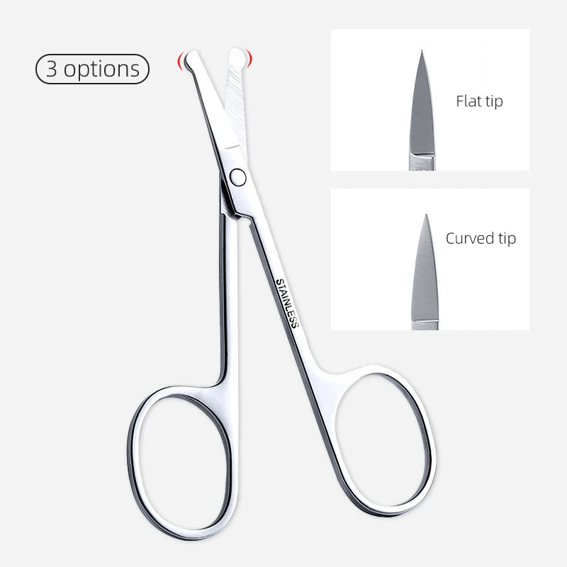 Mini Stainless Steel Portable Curved Mustache Eyebrow Nose Ear Hair Remover Scissor Trimmer Safety Tips Nail Cuticle Cutter 3