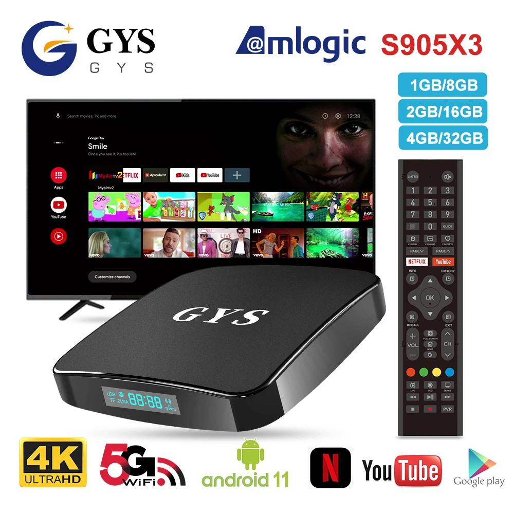 New S905X3 8K TV BOX Android 10.0 Smart Android TVBOX Amlogic S905X3 Wifi 1080P BT 4K Set Top Box Media Player 2.4G&5G Dual Wifi