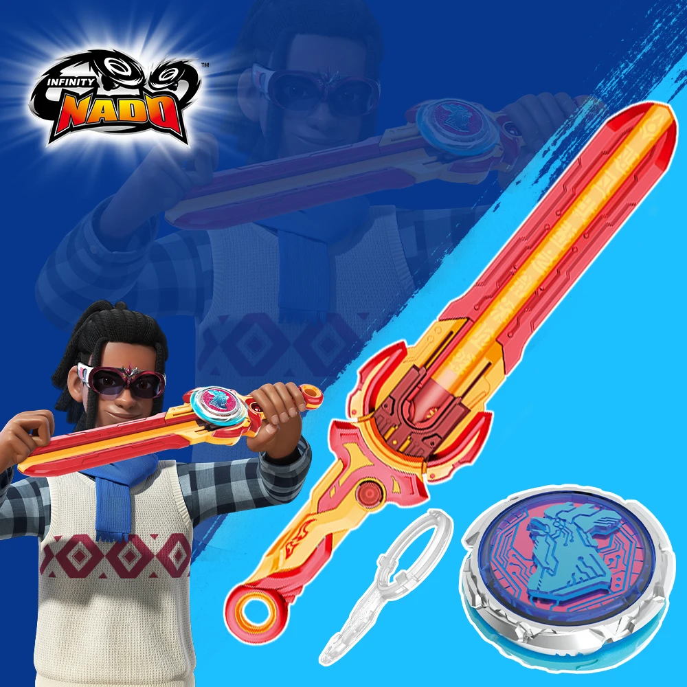 Infinity Nado 6 Standard Pack-Blazing War Bear Glowing Metal Spinning Top Gyro with Monster Icon Sword Launcher Anime Kid Toy