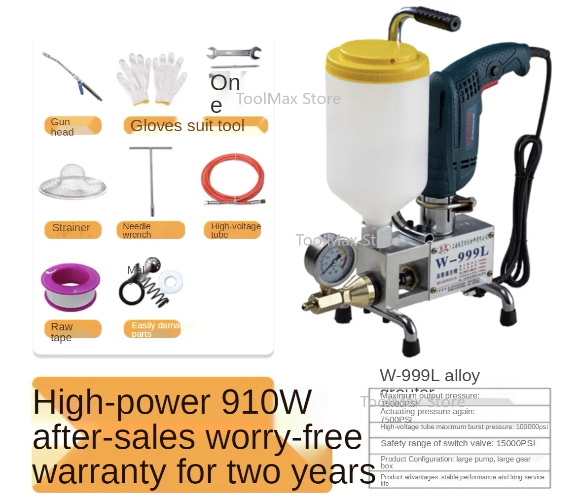 910W 1100W Two-fluid Epoxy injection pump Epoxy Polyurethane foam Grouting Machine Steel HosePolyurethane crack 999 high quality