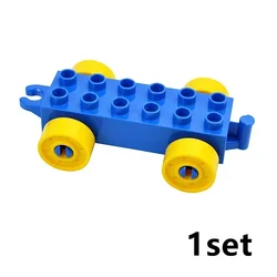 City Train Car Transport Accessory: Large - Size Track Railway Brick Set with Straight, Curved, and Uphill Rails (Blue - 1set)