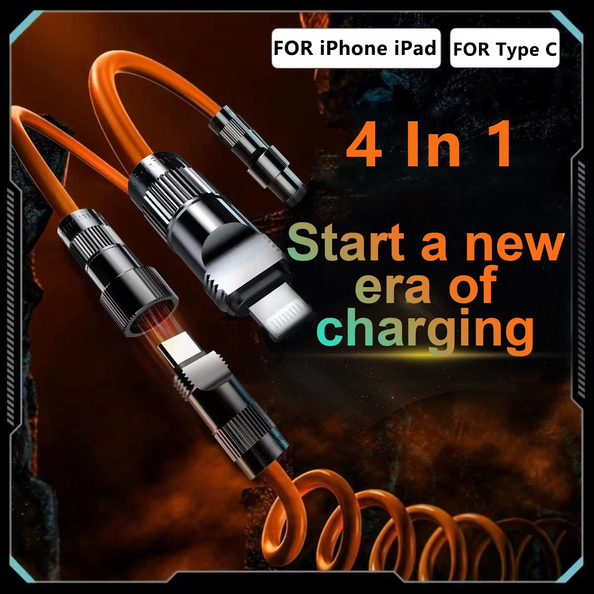 

2023 New USB Type C Lightning Spring Cable Extension Charging Wire Set 120w Quick Charge Cable for iPhone Xiaomi Family Trip