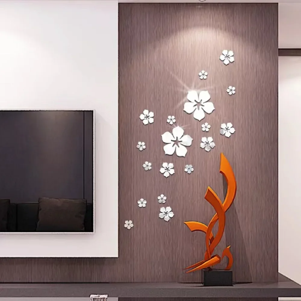 18pcs Mirror Face Flower Acrylic 3D Wall Decal Decoration Self-Adhesive DIY Art Home Mural Bedroom TV Background Home Decoration 18pcs Mirror Face Flower Acrylic 3D Wall Decal Decoration Self-Adhesive DIY Art Home Mural Bedroom TV Background Home Decoration wall sticker mirror wall sticker acrylic wall sticker