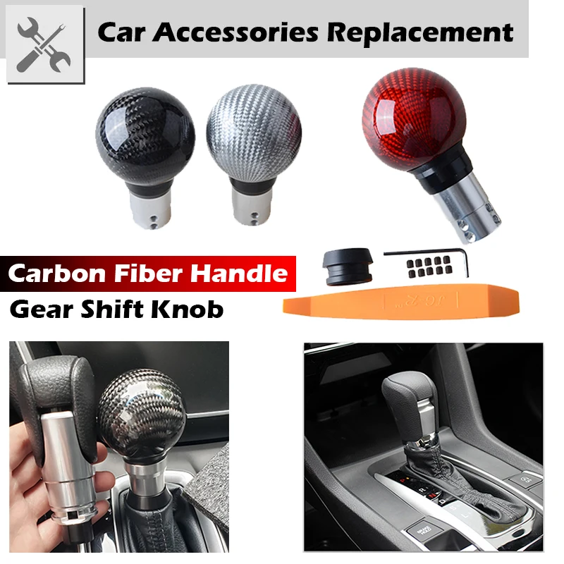 

Carbon Fiber Gear Shift Knob Automatic Gearbox Stick Handles Lever Head Fit For Honda Civic Accord Car Interior Accessories