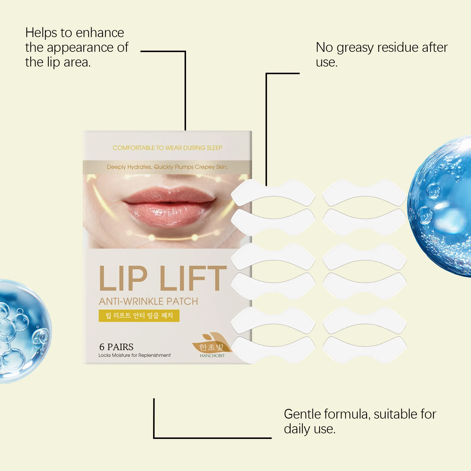 Lip Care Patch - For Daily Nourishment, Moisturizes & Soothes Lip Area, Reduces Lip Lines, Ideal for Lip Care
