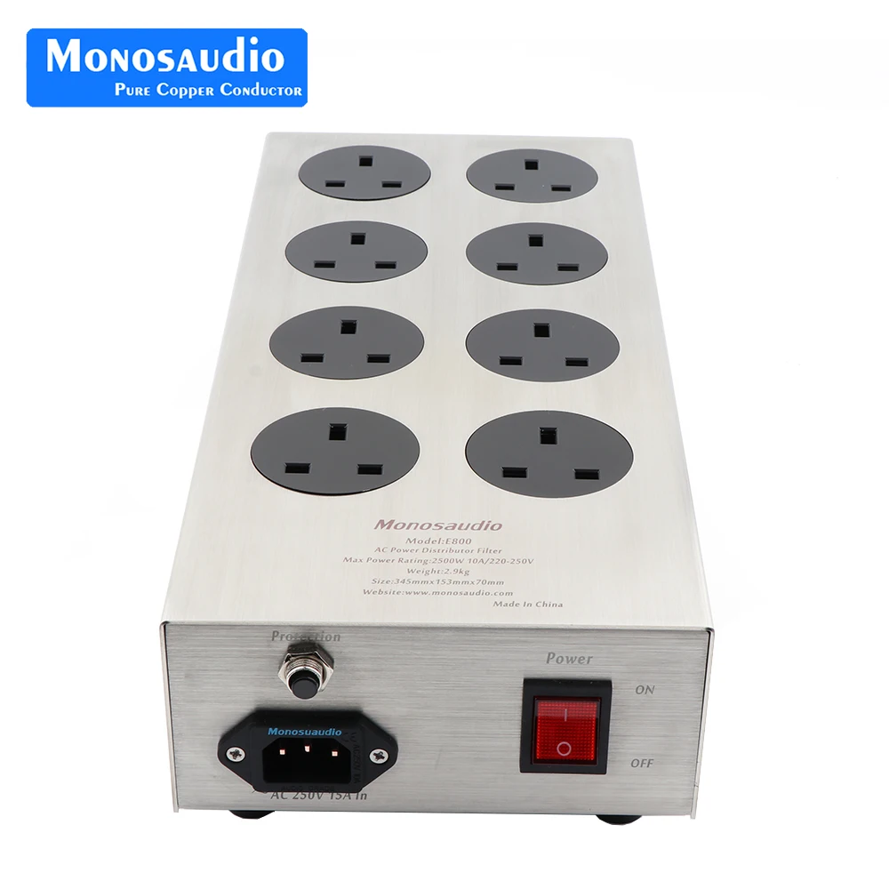 

Monosaudio UK800 HiFi силовой фильтр, розетка Великобритании, 8 способов, Кондиционер переменного тока, аудиофильский очиститель питания