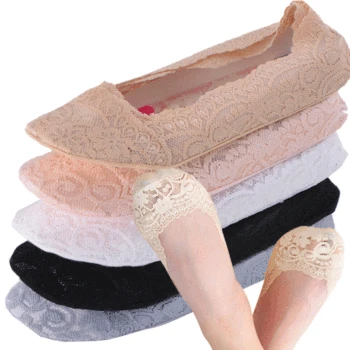 여성용 레이스 플라워 짧은 양말, 미끄럼 방지, 보이지 않는 발목 양말, 패션, 여름 양말 스타일, 5 쌍, 신제품