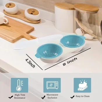 1pc Microwave Eggs Poacher,Double-Cup Egg Boiler,Kitchen Gadget, Hot Spring Egg Mold ,Cooking Tools,Clear Water Lotus Egg Maker 1