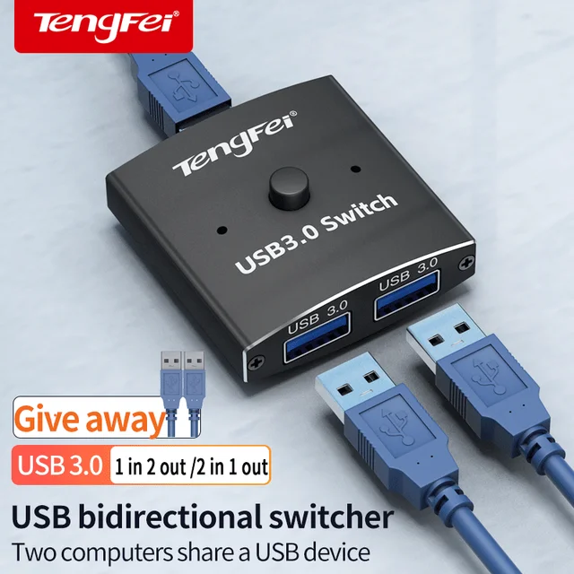 USB 3.0 Two-Way Sharer USB Switch 2 in 1 Out for Printer Keyboard