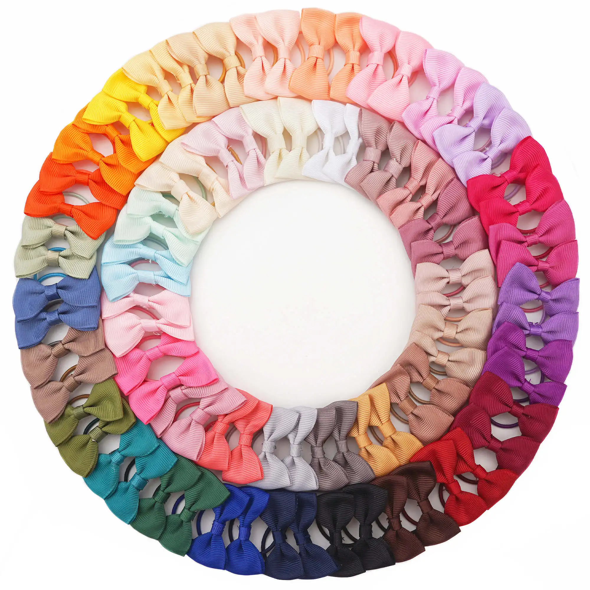 

60Pcs 2" Grosgrain Ribbon Pigtail Hair Bows Elastic Hair Ties Hair Bands Holders Hair Accessories for Baby Girls Infants Toddler