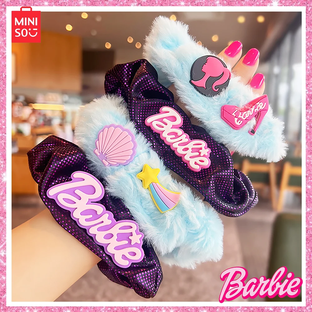 

Miniso Barbie Hair Ring 2024 New 4-Pcs Cute Shiny Shell Japanesekorean Purple Fluffy Hair Accessories Halloween Birthday Gift