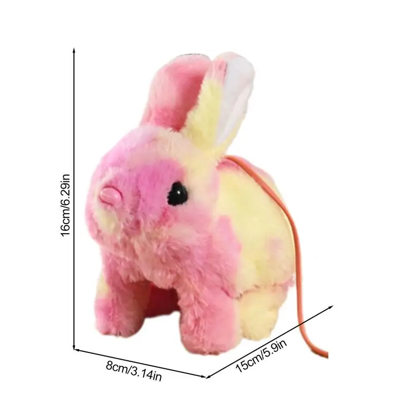 Moving Bunny Toy Stuffed Animal Toy Electronic Animated Rabbit Walking Toy Interactive Walking Animal Toy With Sounds/Rope For 6