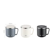 304 Stainless Steel Coffee Mugs Double Layer Heat Insulation Anti-fall Thermos Mug Home with Cover and Handle Mug Portable Cups 2