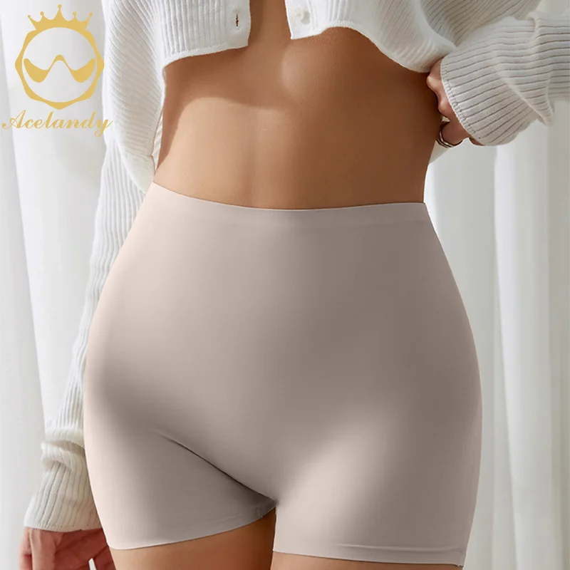Summer Thin Women Large Size Safety Shorts Ice Silk Cool High Elasticity Plus Size Seamless Pants Shorts Female Boxer Briefs safety shorts